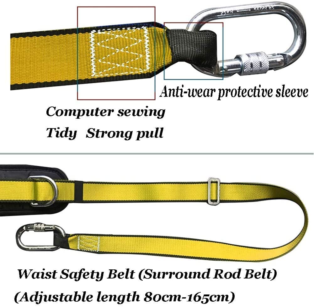 Auffanggurt, Ganzkörper-Absturzsicherung Sicherheit 5-Punkt-Anpassung Internationaler Standard Hochfestes Polyester Arbeiten in der Höhe Outdoor-Rettung (Gelb C) (Gelb B)