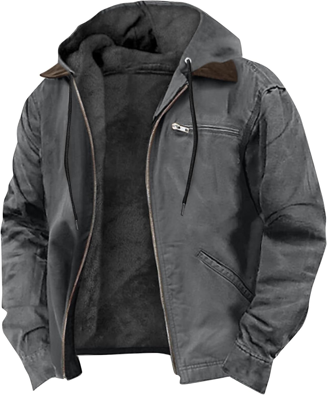 Mens Fleece Jacket Full Zip Tactical Hoodies Winter Coats Windproof Warm Hunting Jackets, M-5XL