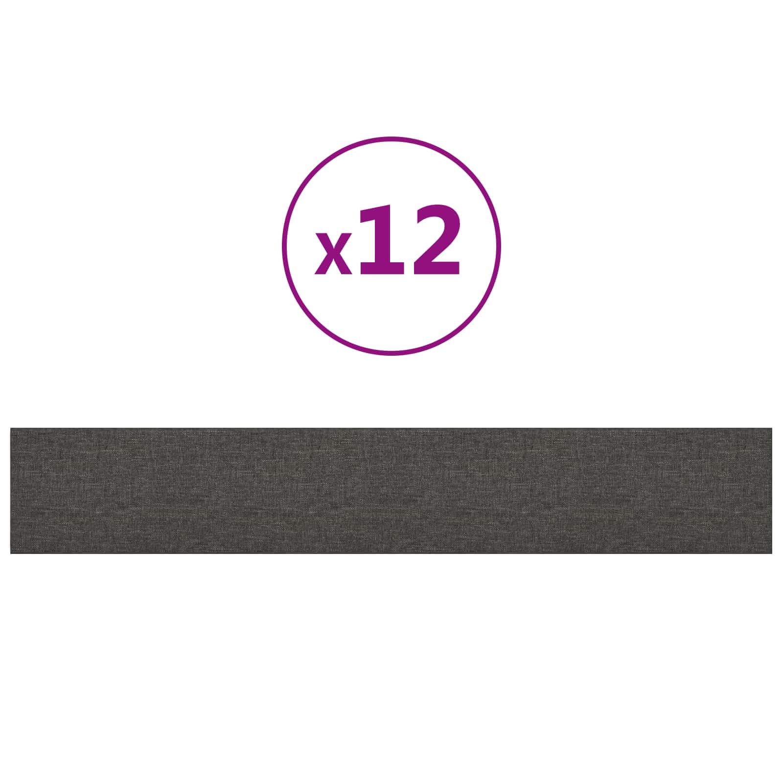 Juego de 12 cabezales de pared, 90 x 15 cm, color gris oscuro, revestimiento de pared, paneles de pared para dormitorio interior, renovación estructura, protección acústica, sala de estar