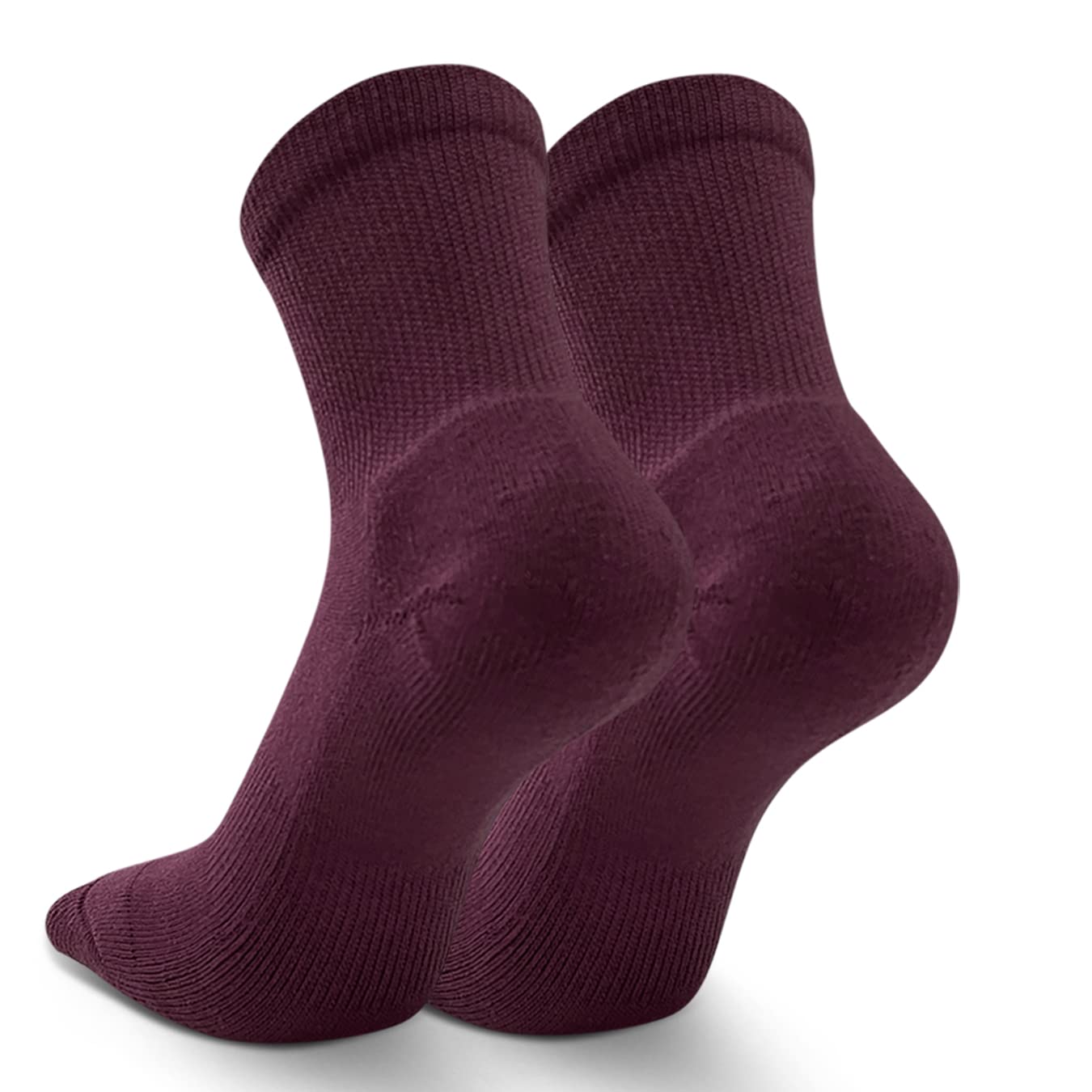COUVER Premium Quality Athletic Crew Cushioned Basketball Socks - Maroon L