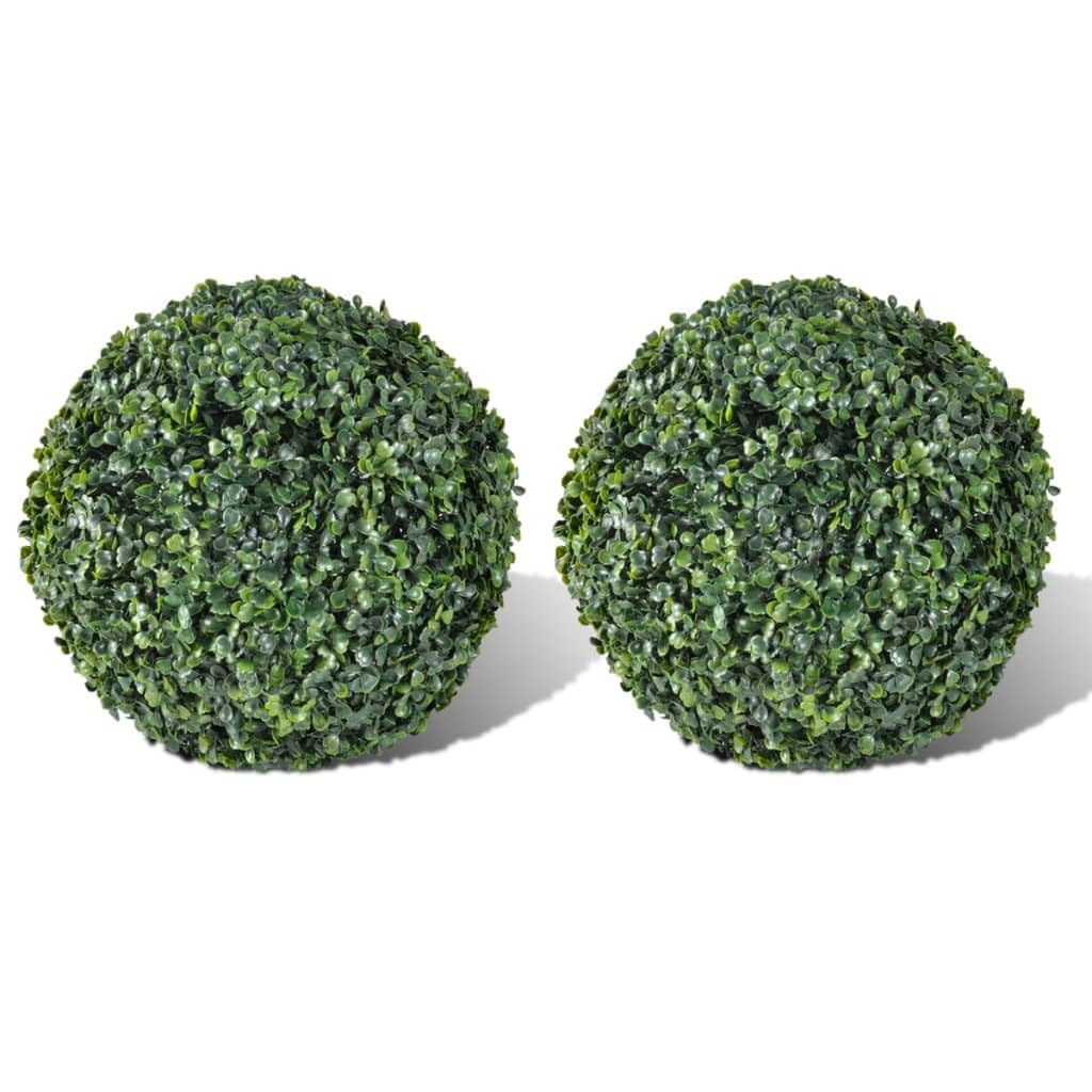Buchsbaumkugeln 2 STK künstliche Formschnitt Kugel 27 cm PVC Deko für Innen und Außen, Topfpflanze für Vase, Topf, Kranz, Wand, Tisch, Regal und Fensterbank