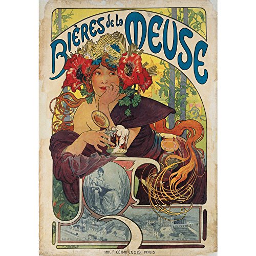 Affiche poster bière Meuse rétro vintage 91x131cm grand format pour décoration murale