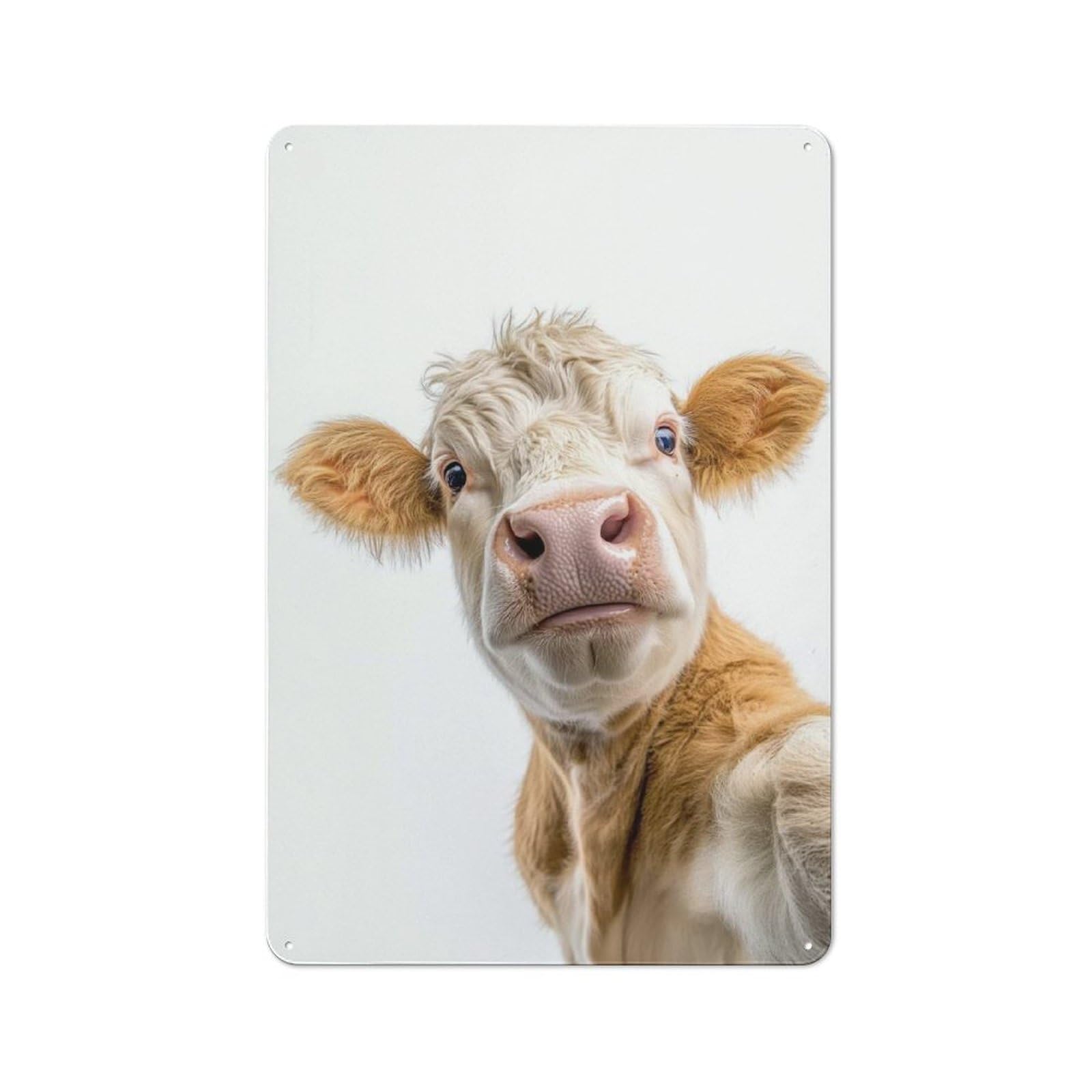 Junmoney A Cow Taking A Selfie Tin Wall Plaque 30X20cm With For Pub Or Café, A Decorative Christmas Gift For Hospitality Wall Decor Collectors