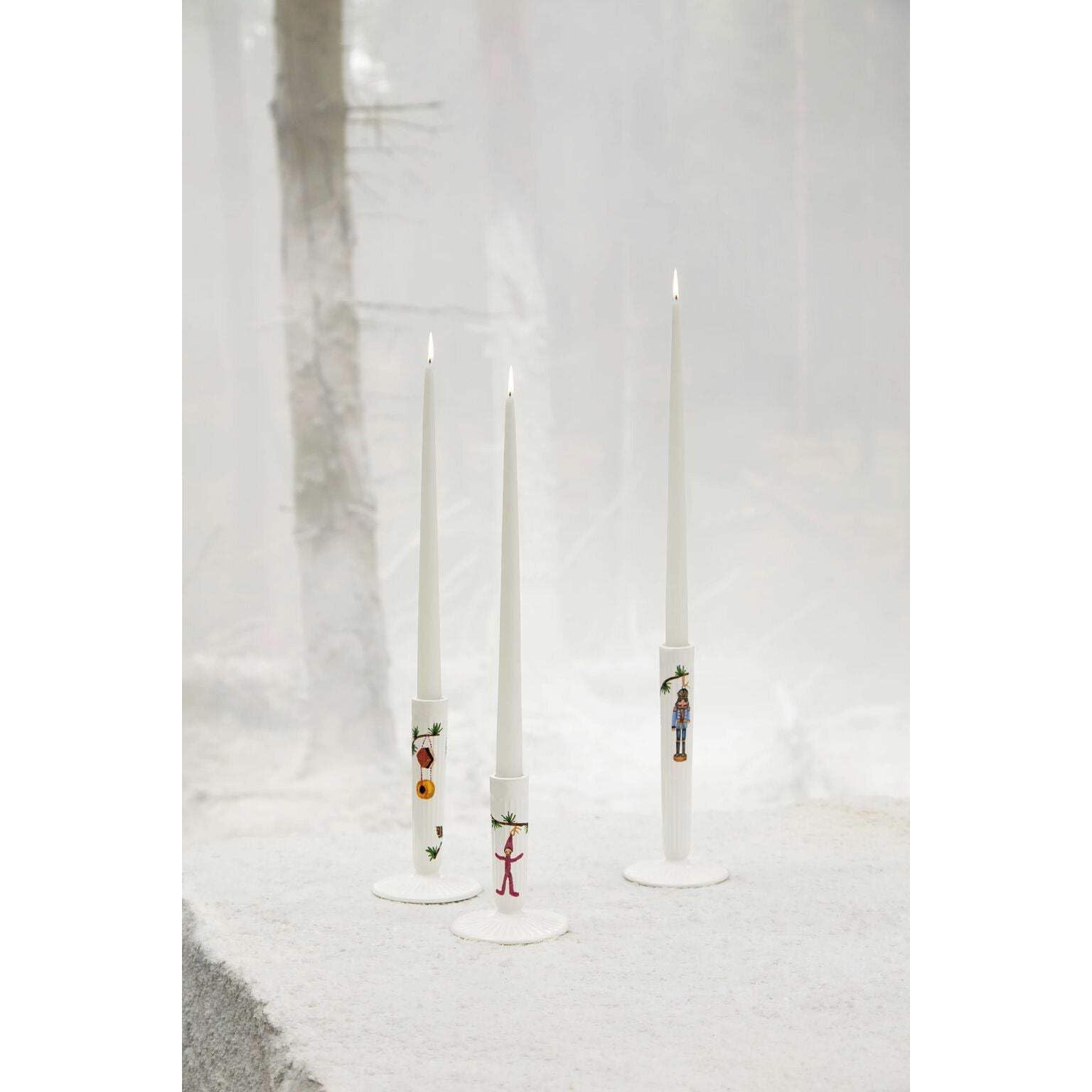 Kähler Kerzenständer H16 cm Hammershøi Christmas mit Aquarellmalerei, Weiss