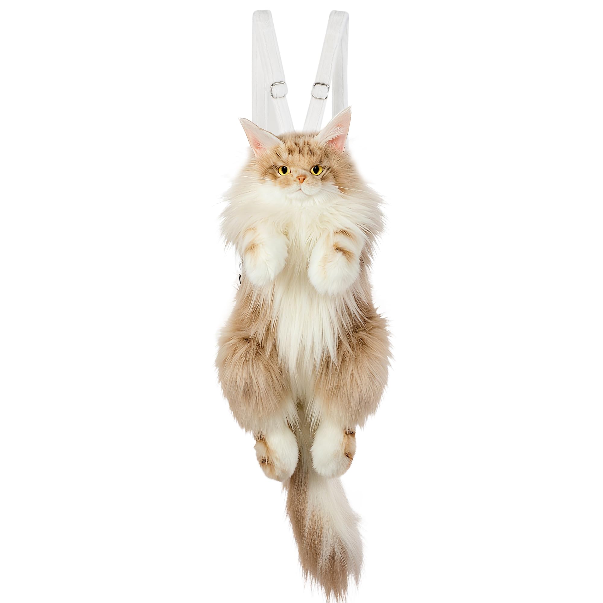 Realistic MaineCoon Cat Shaped Backpack Carry Over Shoulder, on One Shoulder or Crossbody with Adjustable Straps (Light Gold)