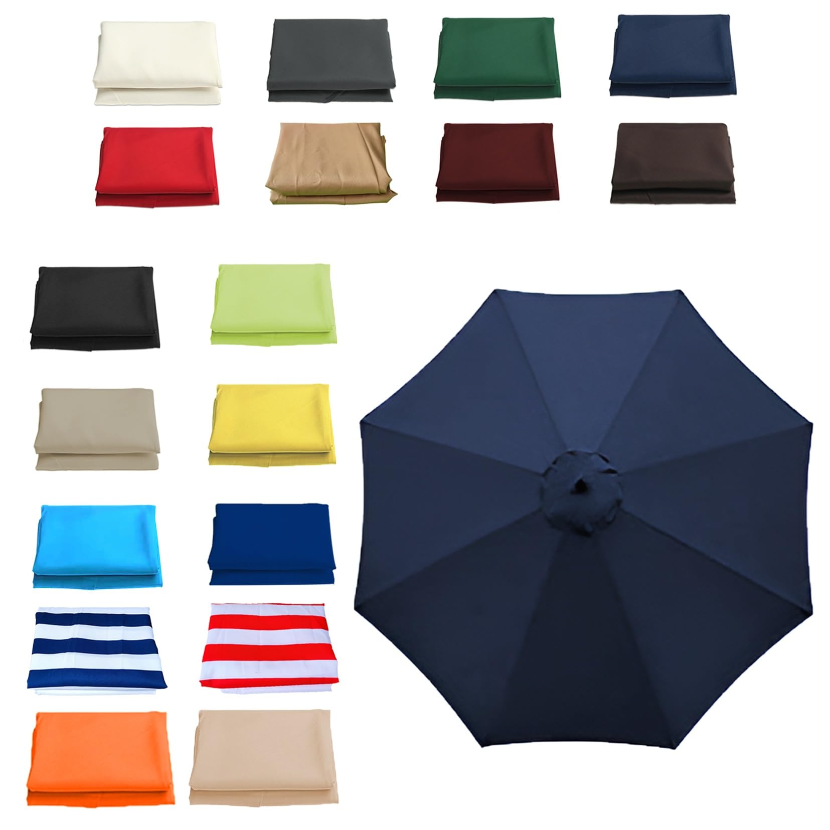 GZDXBF Patio Umbrella Replacement Canopy Top 11.5FT 9.8FT 8.8FT 8.2FT Parasol Canopy Cover For Outdoor Backyard Pool Umbrellas Cantilever Parasol Replacement Cover(Navy blue,8 RIBS/300CM(9.8FT))