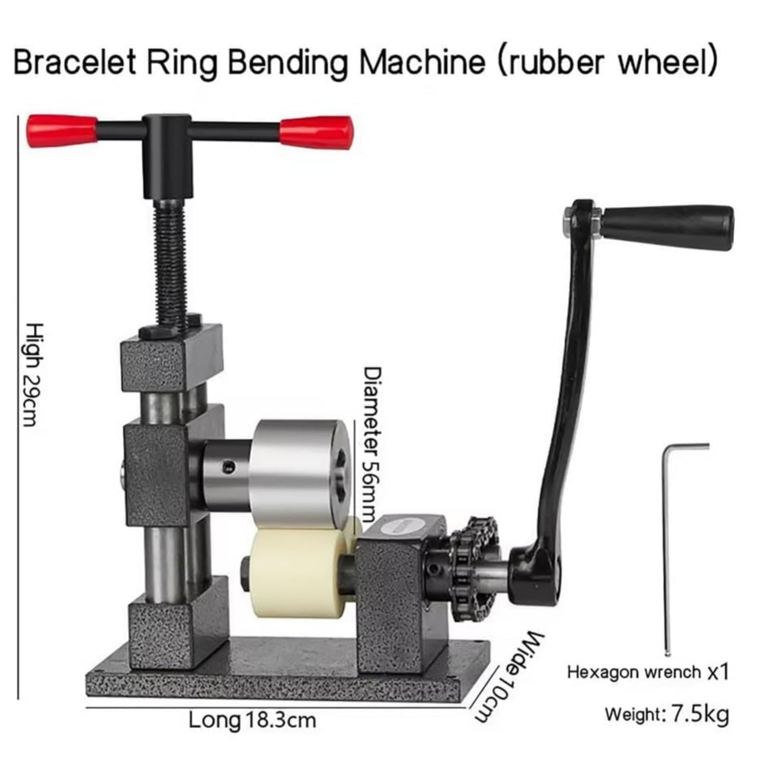 Ringpresse Biegemaschine, verstellbare Metalljuwelen-Walzwerk, Schmuck-Flachbiegewerkzeug zum Biegen von Armbändern, einfach zu bedienen, unverzichtbares Schmuckherstellungswerkzeug