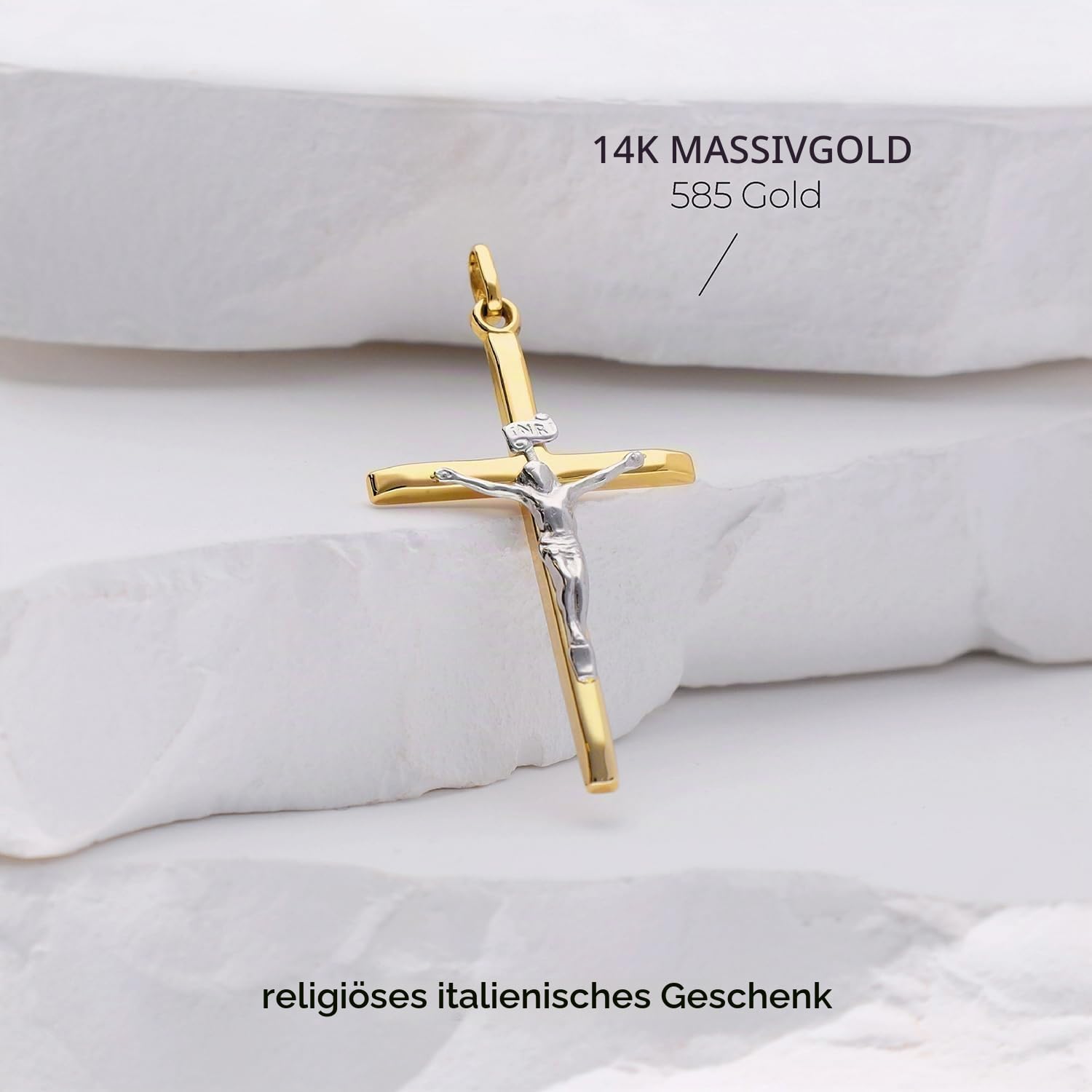 forme di Lucchetta - Kreuzanhänger Gold - Jesus Christus am Kreuz 14K