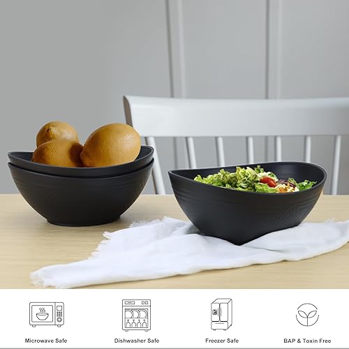 Miniatura 3 de PYRMONT Tazones de sopa, cuencos de paja de trigo, juego de 4 cuencos de ensalada irrompibles de 65 onzas, cuencos de cocina apilables para servir,