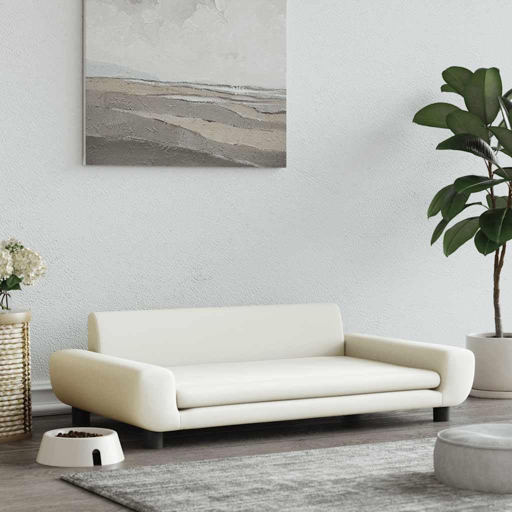 Cuccia per cani in velluto color crema, 100 x 54 x 33 cm, con fondo antiscivolo, cuscino morbido, delicato sulle articolazioni, per cuccioli anziani, accogliente letto per animali domestici