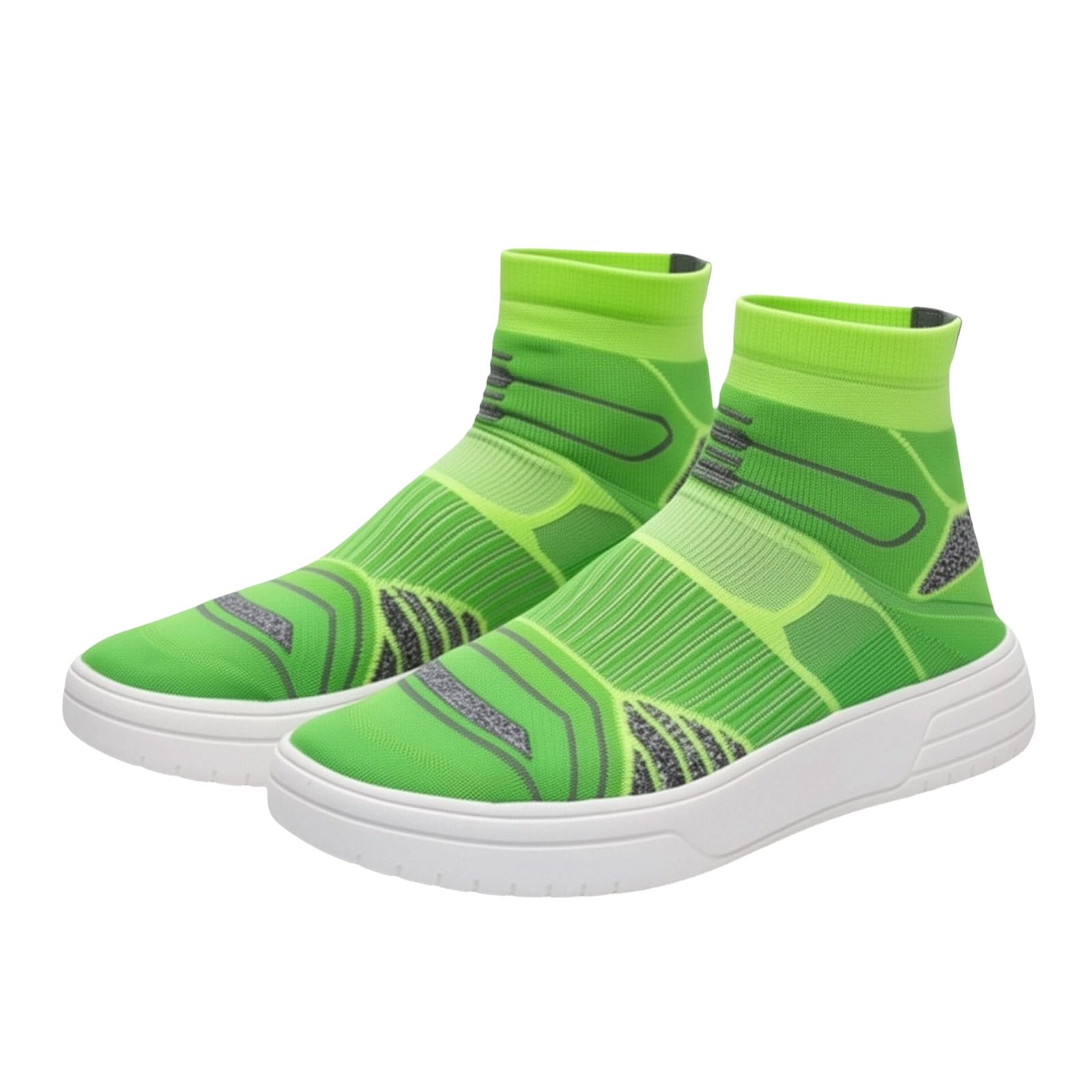 Urban Streetwear - Scarpe da ginnastica da uomo, a calza, elasticizzate, lavorate a maglia, con grafica stampata, per passeggiate in città, palestra, danza, Verde, 38 2/3 EU