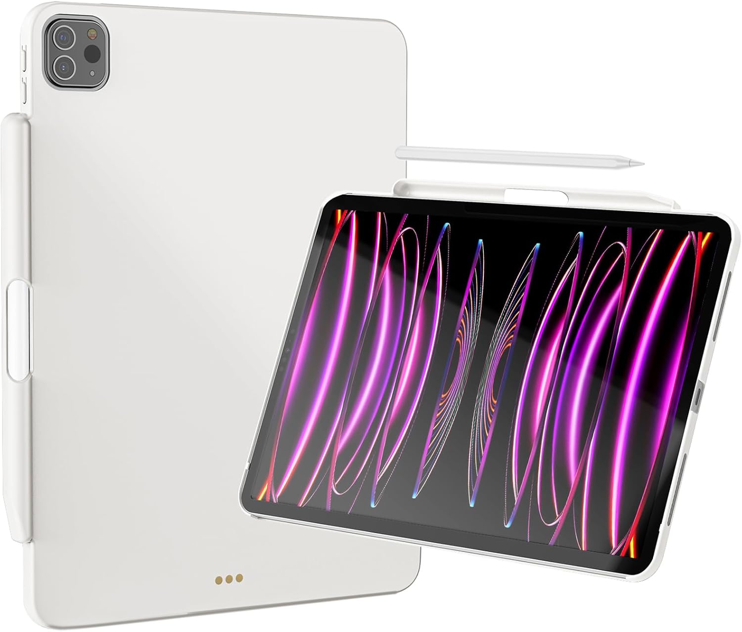 ProCase Magic Keyboard Compatible Case for iPad Pro 12.9 2022 2021 2020 2018, Slim Magnetic Cover with Pencil Holder for iPad Pro 12.9 6th Gen/5th Gen/4th Gen/3rd Gen[Keyboard Not Included] -White