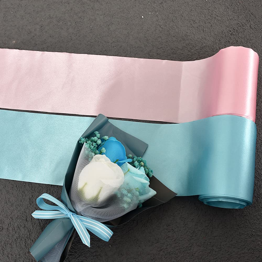 TONIFUL Szeroka taśma satynowa o jasnym balue, 10 cm x 20 m, duża taśma do cięcia ceremonii, szarfy na krzesła, kokardy do włosów na stole, do szycia kwiatowego, majsterkowania, pakowania prezentów,