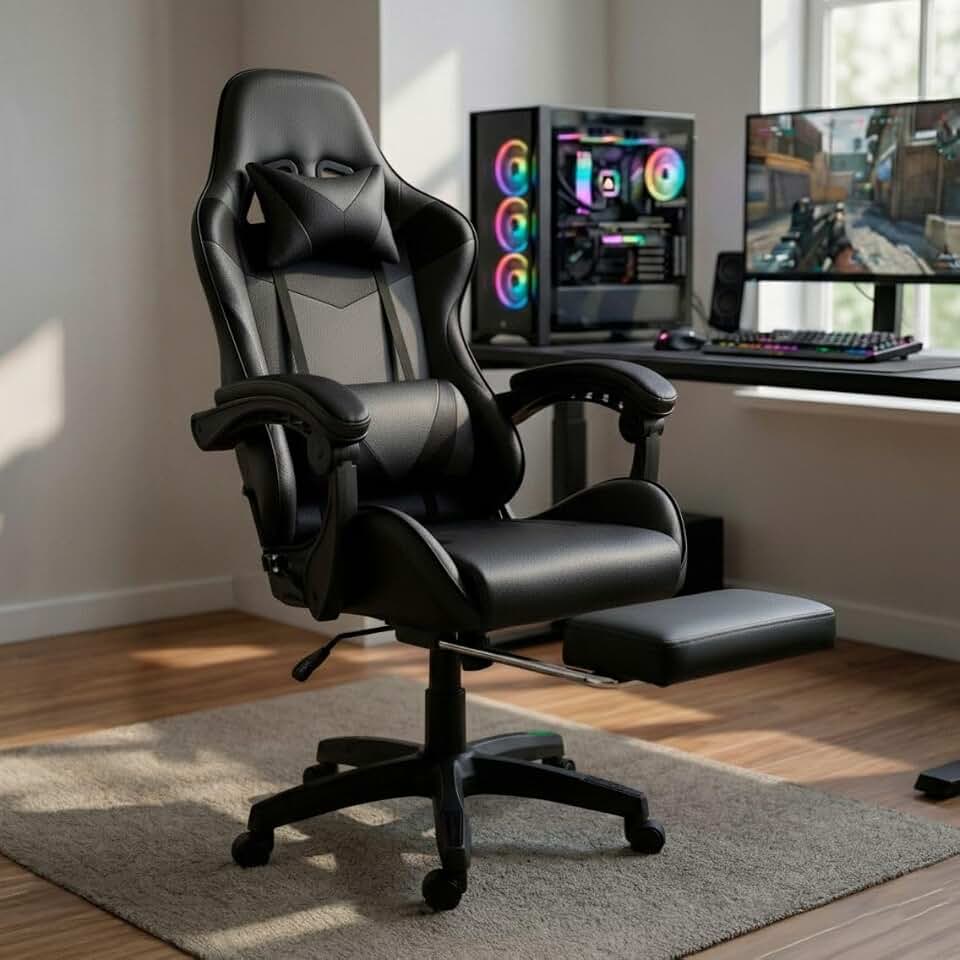 Cadeira Gamer Led Tools Ergonomica e ecológica ângulo ajustável (Preta)