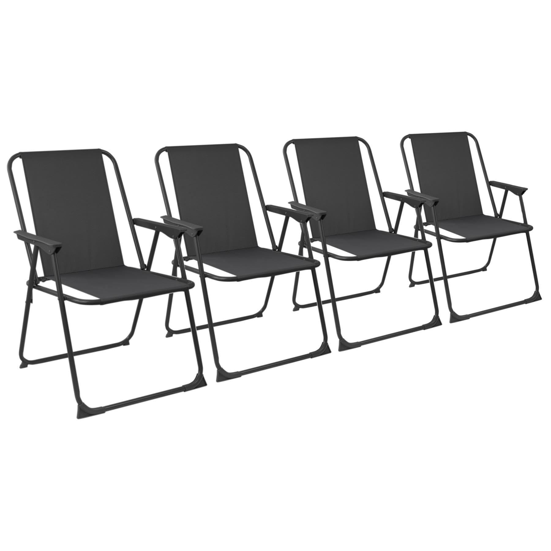 Harbour Housewares Klappbare Strandstühle aus Metall - Schwarz - 4X Tragbar Leicht Erwachsene Draussen Camping Garten Angeln Sonnenliege Sitz