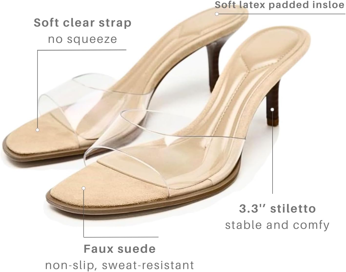 Women’s Brown Suede Heeled Sandals for Women Open Peep Toe Mule Pumps Slip On Dress Heels for Party Wedding Evening - Image 3