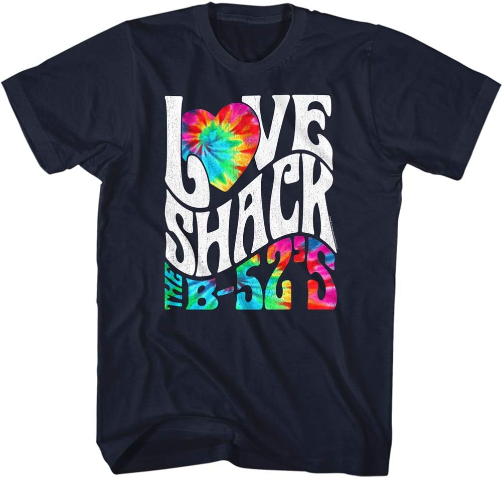 The b52s Band Love Shack Tie Dye Logo Adult Short Sleeve T-Shirt Graphic Tee