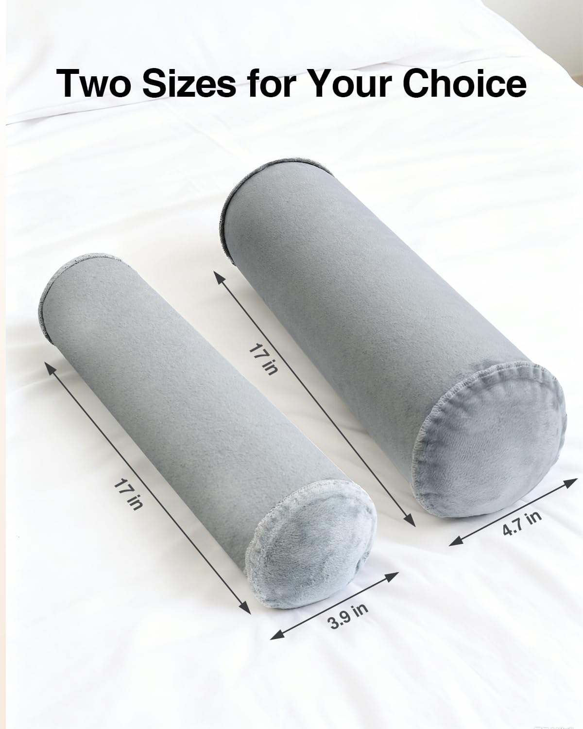 Luxtude Inflatable Neck Roll Pillow for Sleeping, Travel Cervical Pillow for Neck Pain Relief, Cylinder Support Pillows Round Bolster Pillows for Bed, Lumbar Roll, Legs, Back and Yoga (Grey-4.7in) - Image 8