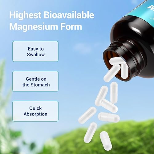 Miniatura 3 de Glicinato de magnesio 500 mg Magnesio quelado de alta absorción para dormir, estrés, apoyo muscular y nervioso Sin OMG, suave para el estómago