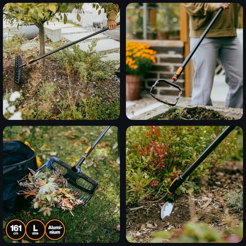 Fiskars OneClick Stiel L, Universeller Stiel für Gartenwerkzeugköpfe, Müheloses Wechseln mit nur einem Klick, QuikFit Adapter separat erhältlich, 161 cm, Leichtes Aluminium, Schwarz/Orange, 1080547