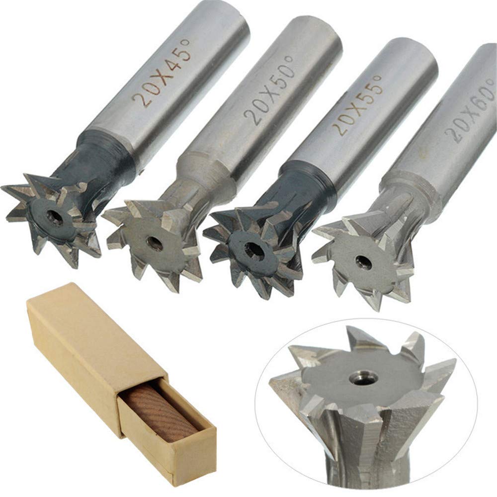 ChaRLes 20Mm 45/50/55/60 Grad Schwalbenschwanz Cutter End Fräser Fräser Fräser Fräser - 45°