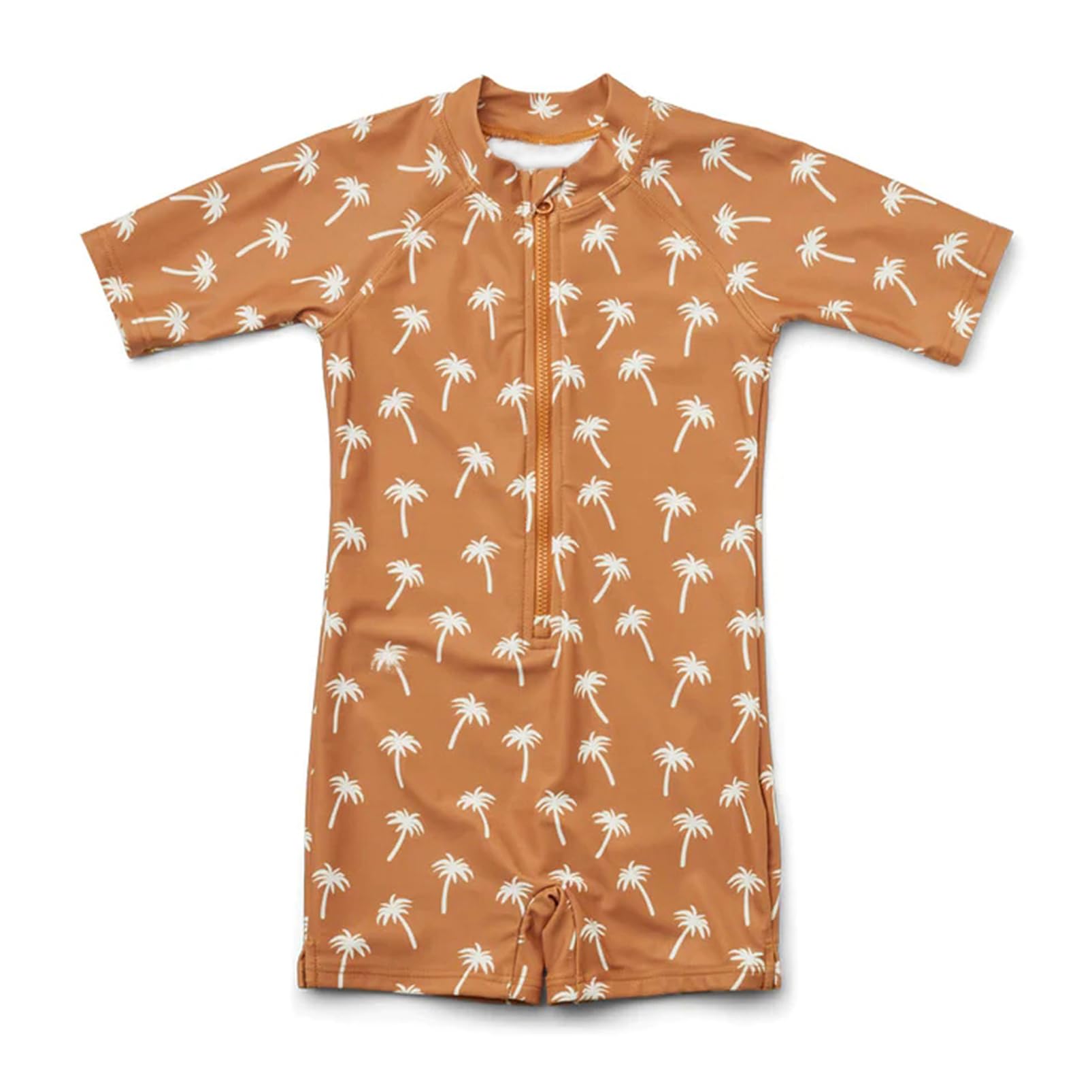 glcsisi Girls One Piece Swimsuit Zipper Long Sleeve Rash Guard Green Striped Sunsuit Seersucker Bathing Suit with Ruffle Butt