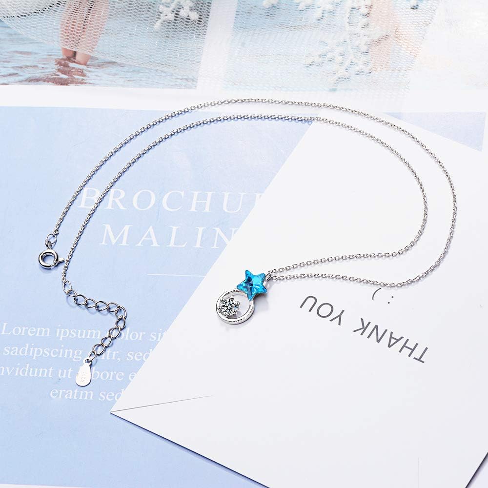 Blaue Stern-Kristall-Halsketten für Damen, modischer Statement-Schmuck
