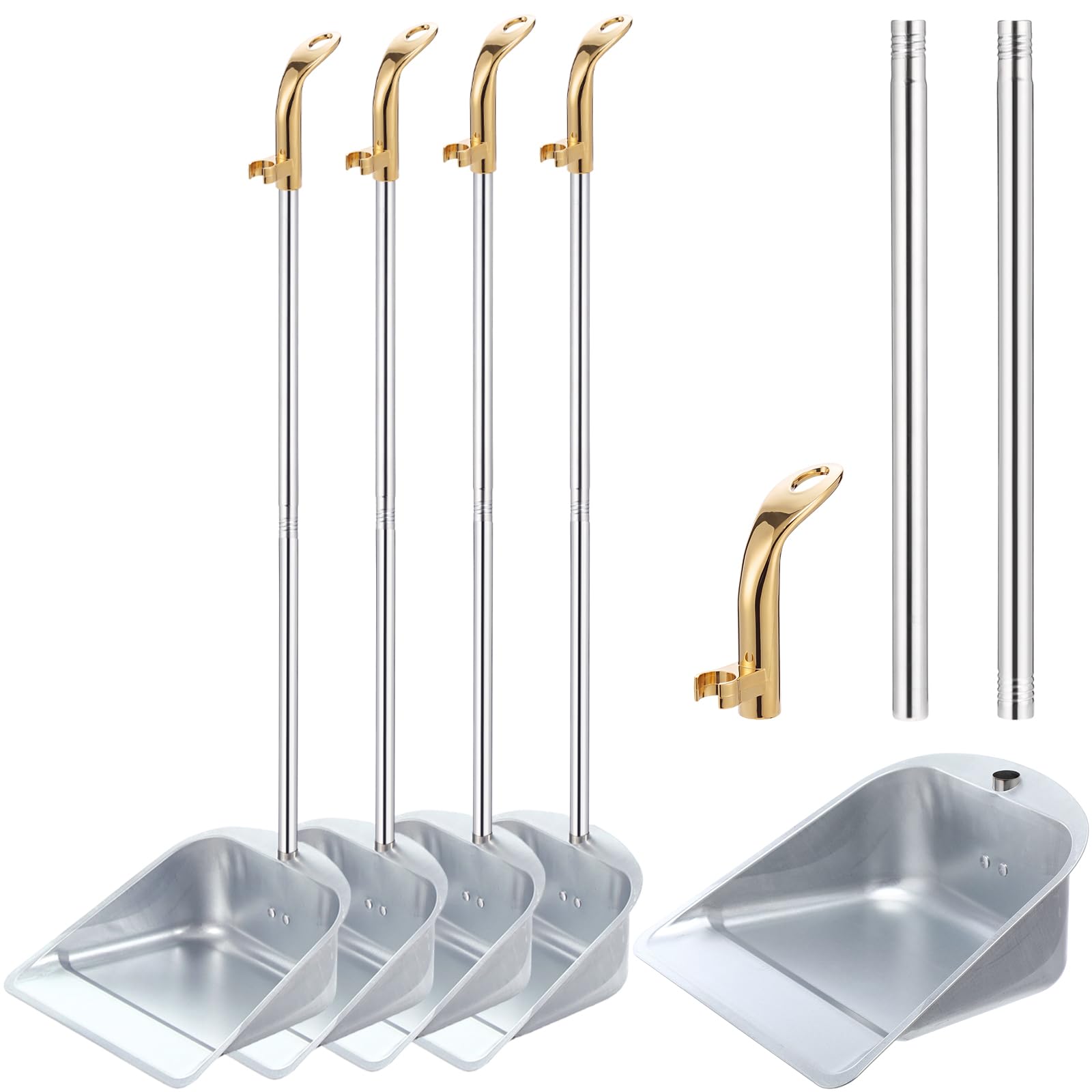 Didaey Kehrschaufel aus Edelstahl mit langem Griff, 83,8 cm, goldfarben