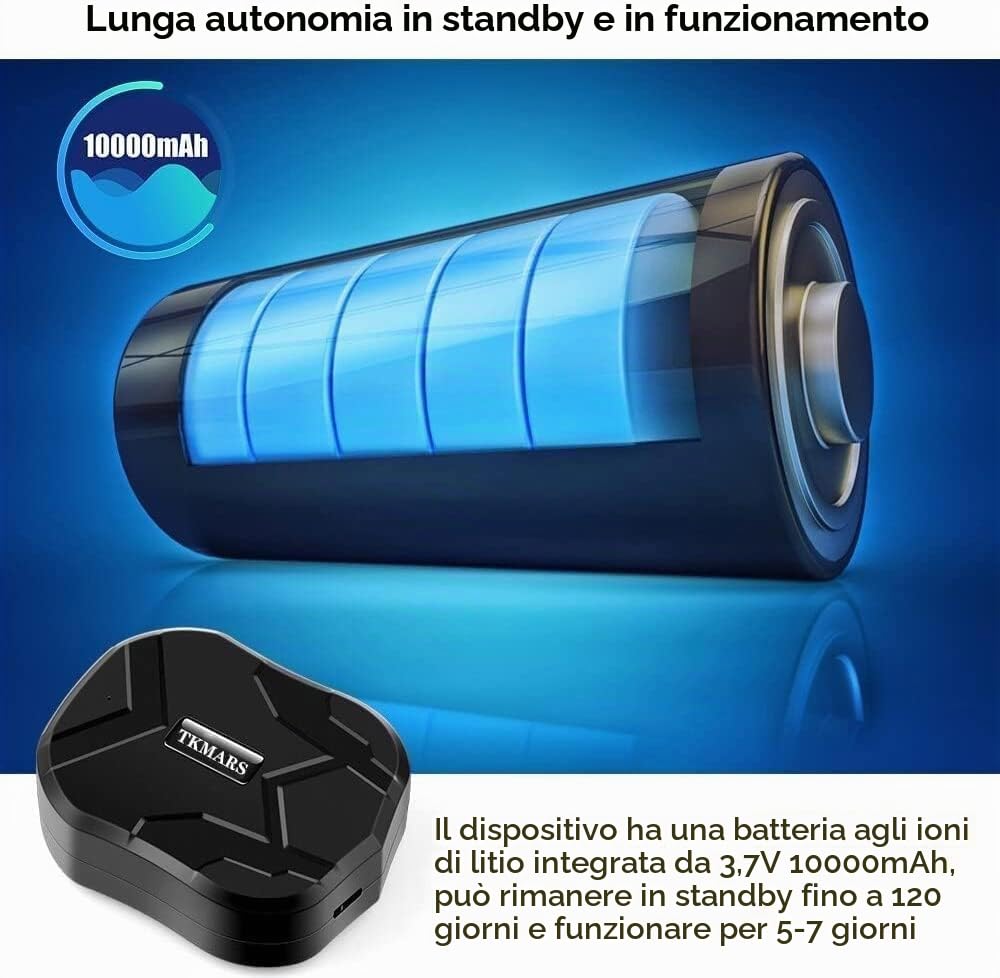 TKMARS Localizzatore GPS senza Abbonamento 4G TK905B Localizzatore GPS per Auto 80 Giorni in Standby per Auto con APP Forte Magnetico e Impermeabile (10000mah)