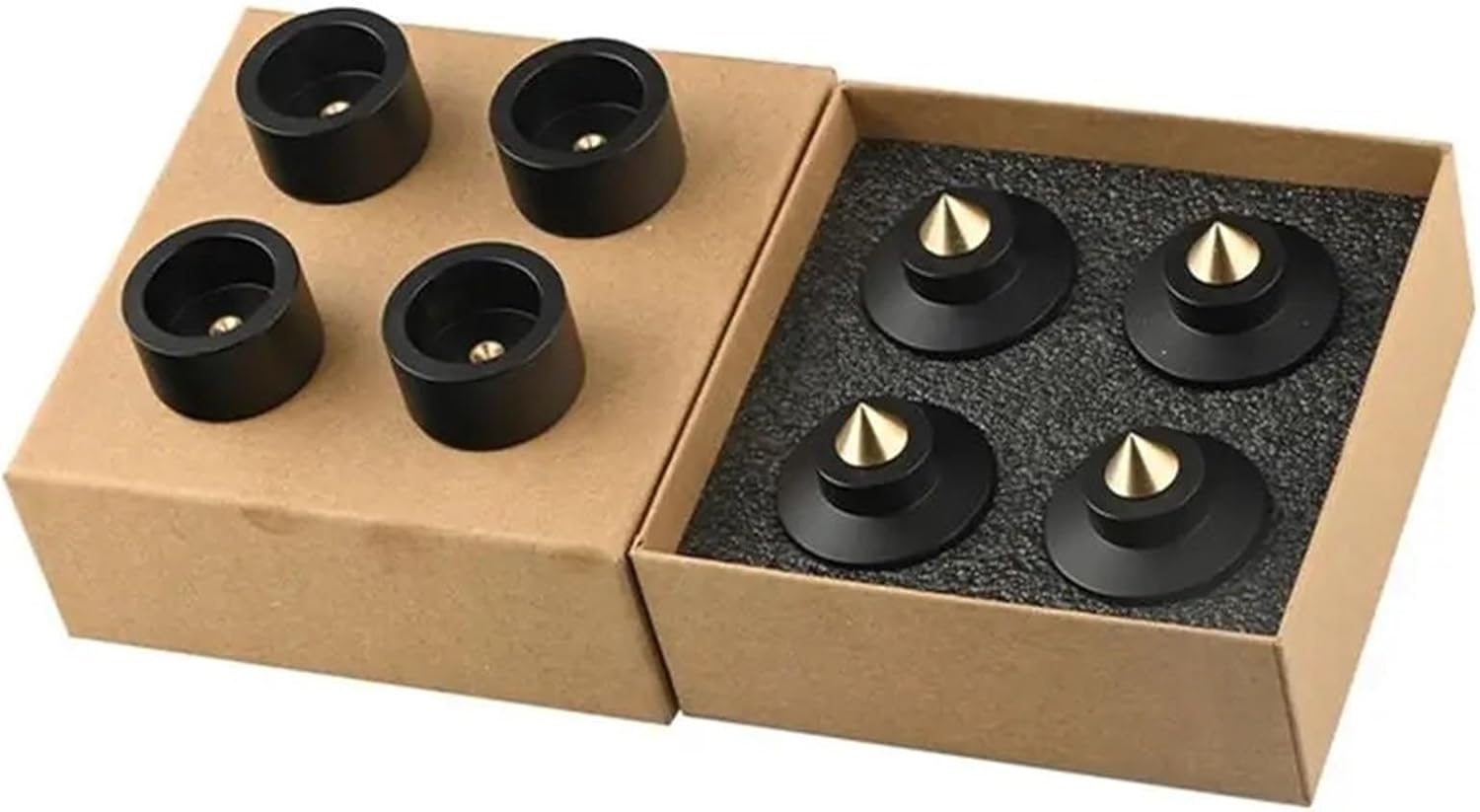 Speaker Spike Stand Foot Pads 4Pcs Set Aluminum Alloy Copper Adjustable Shock Absorbing Feet Pegs(Black)
