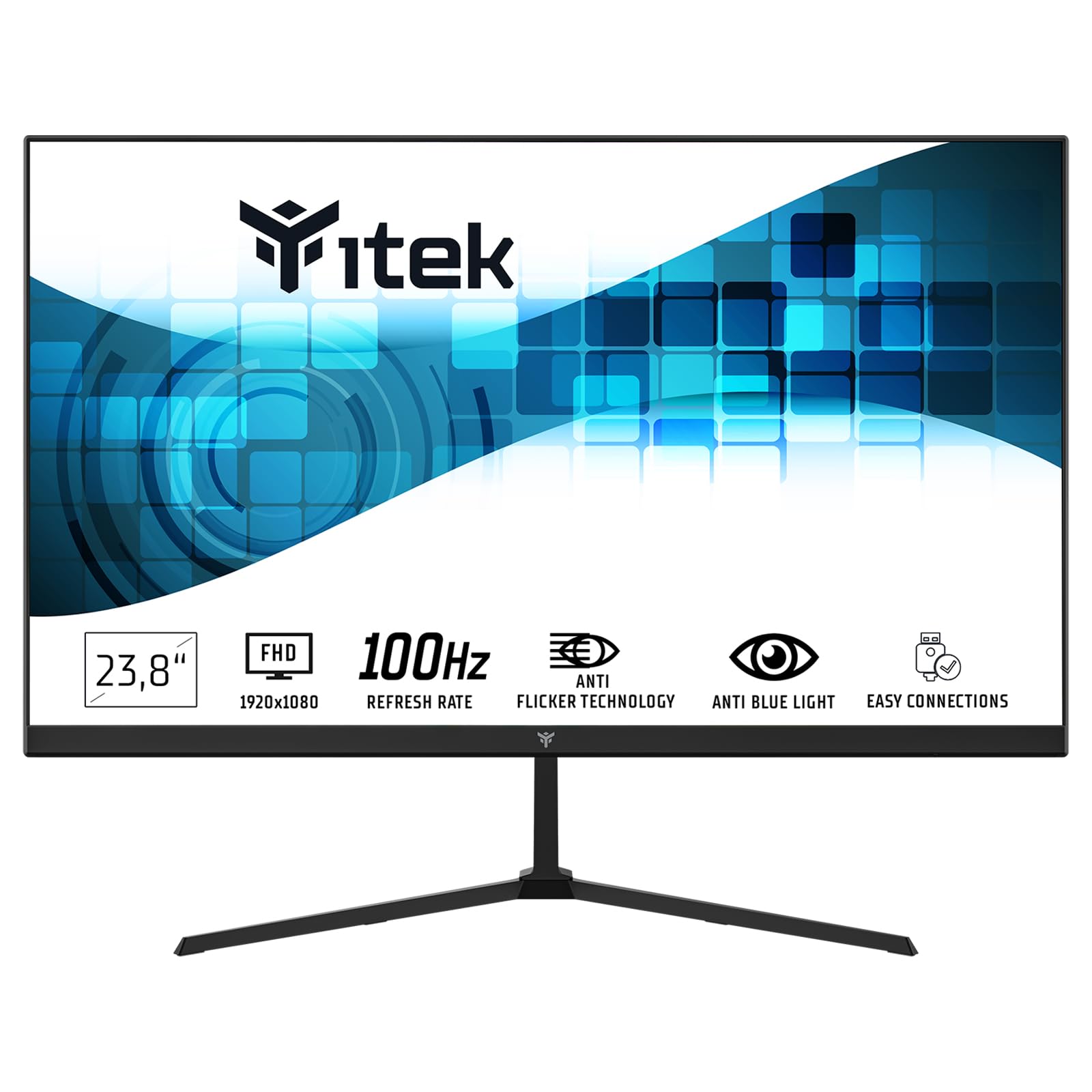 Itek Monitor GWF - 23.8" FLAT, FHD 1920x1080, VA, 100Hz, 16:9, 5ms, HDMI, VGA, Speaker, LBL, Slim, Frameless
