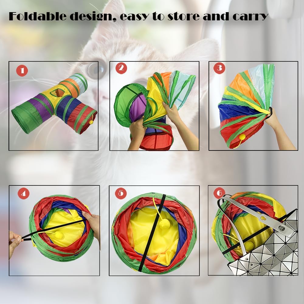 Rabbit Tunnel, Rabbit Toys, Cat Tubes And Tunnels Kit, Hanging Tunnel for Small Animals Collapsible Tee Tunnel Toy Tube - Image 4