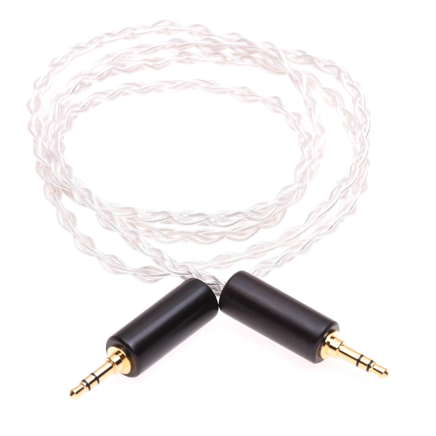 Câble audio auxiliaire stéréo 3,5 mm mâle vers 3,5 mm mâle en bois transparent 6N OCC plaqué argent 1 m