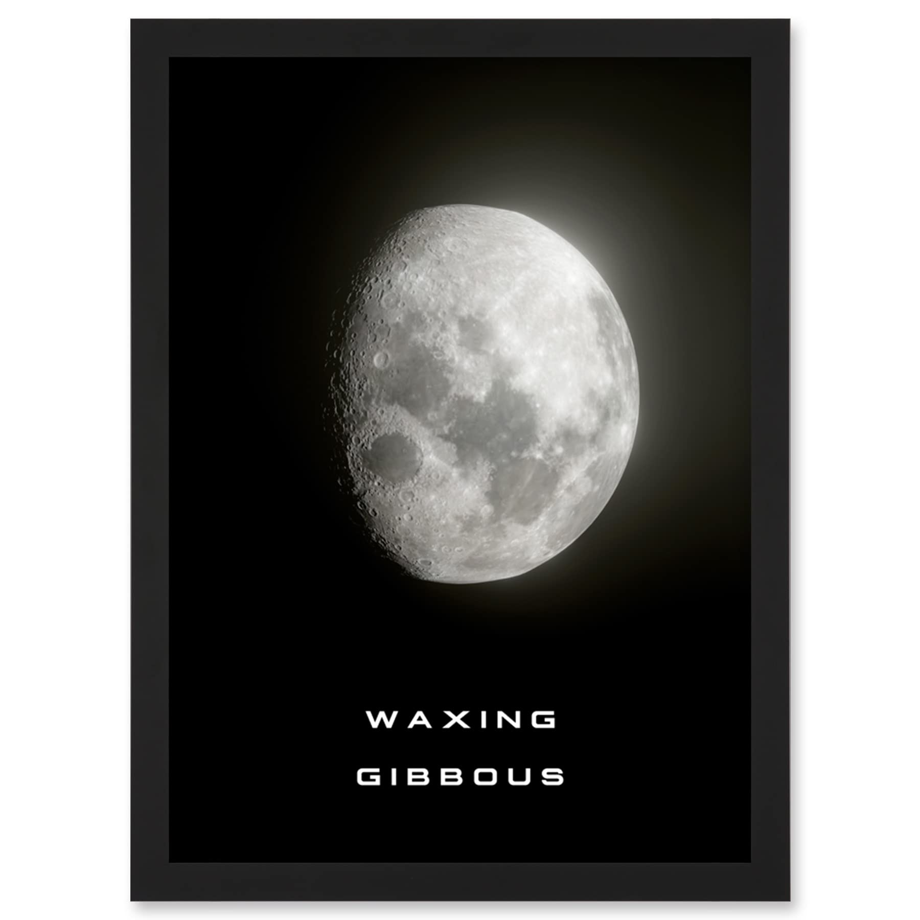 Artery8 Phases of the Moon Astronomy Waxing Gibbous Lunar Space Poster Artwork Framed Wall Art Print A4
