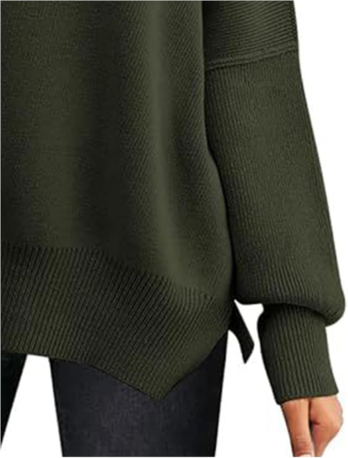 SEMATOMALA Women's Oversized Plain Batwing Sweaters Fall Winter Crewneck Trendy Pullover Knit Jumper Tops - Image 5