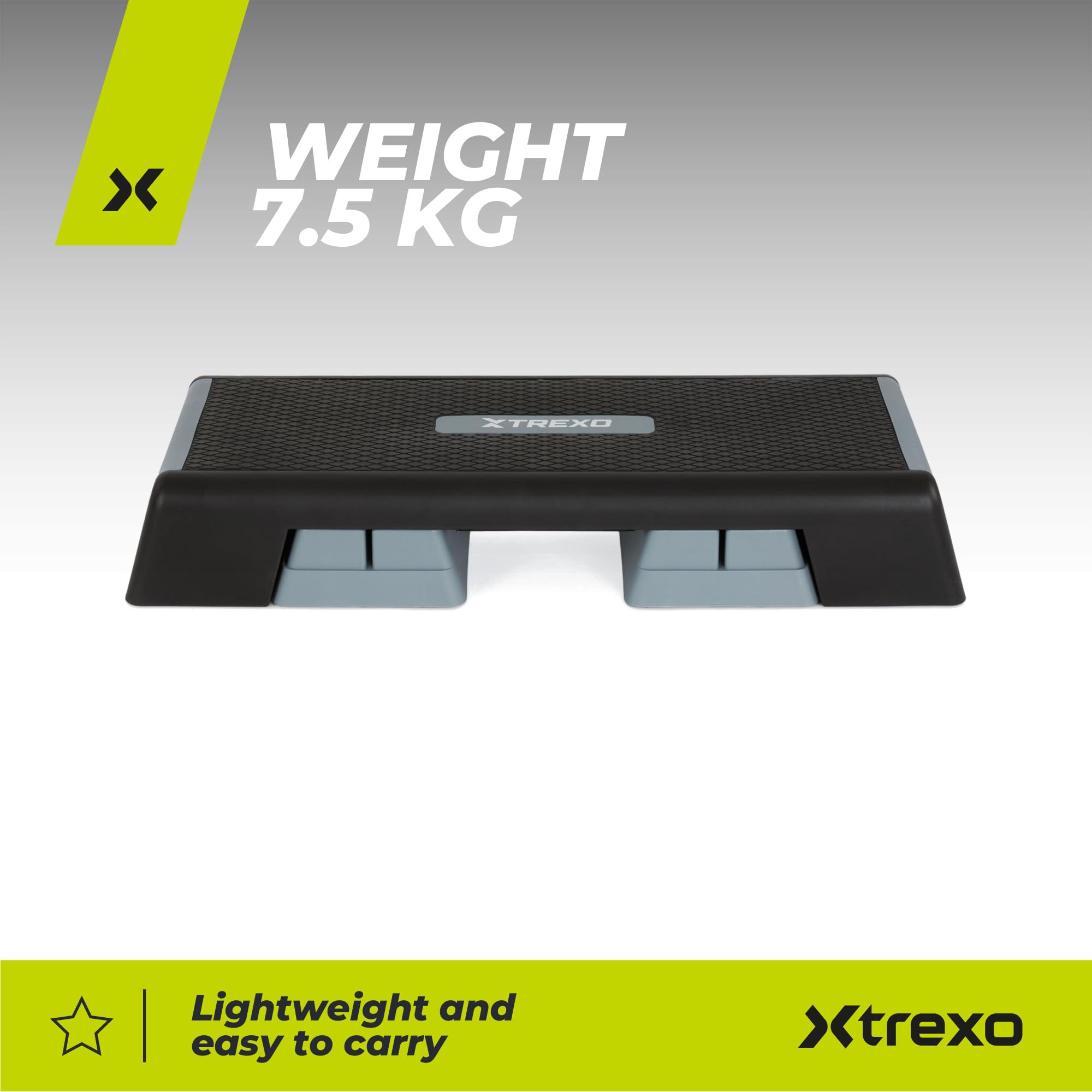 TREXO Paso aeróbico 98 x 38 cm para entrenamiento cardiovascular y fitness, altura regulable 15-20-25 cm, polipropileno duradero y TPR aeróbic Step de alta calidad hasta 250 kg
