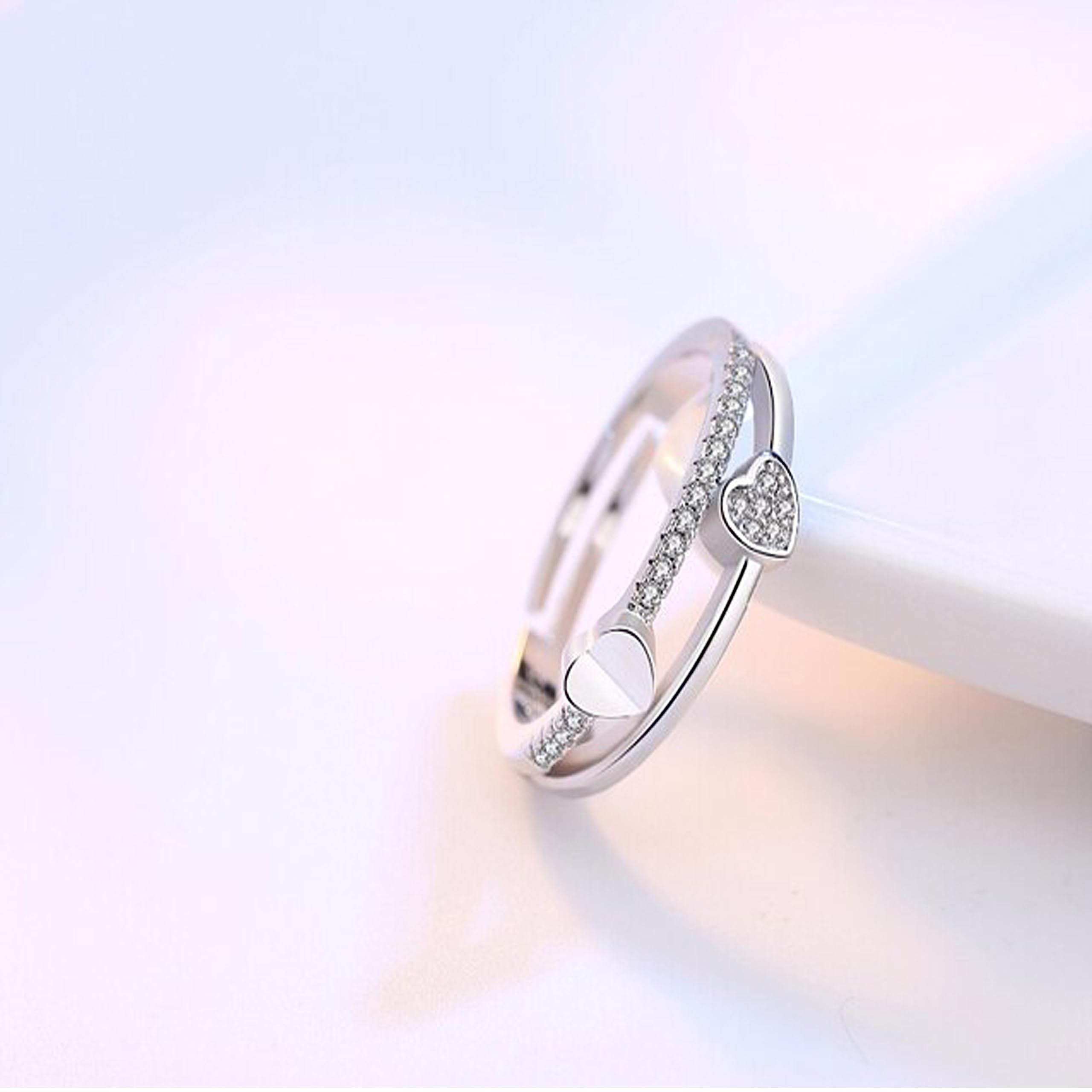 Fashion Frill Delicate Hug Silver Ring For Women I AM Enough Love Adjustable Finger Rings For Women Girls Love Gifts Women's Jewellery Rings Combo (Style 2) 2