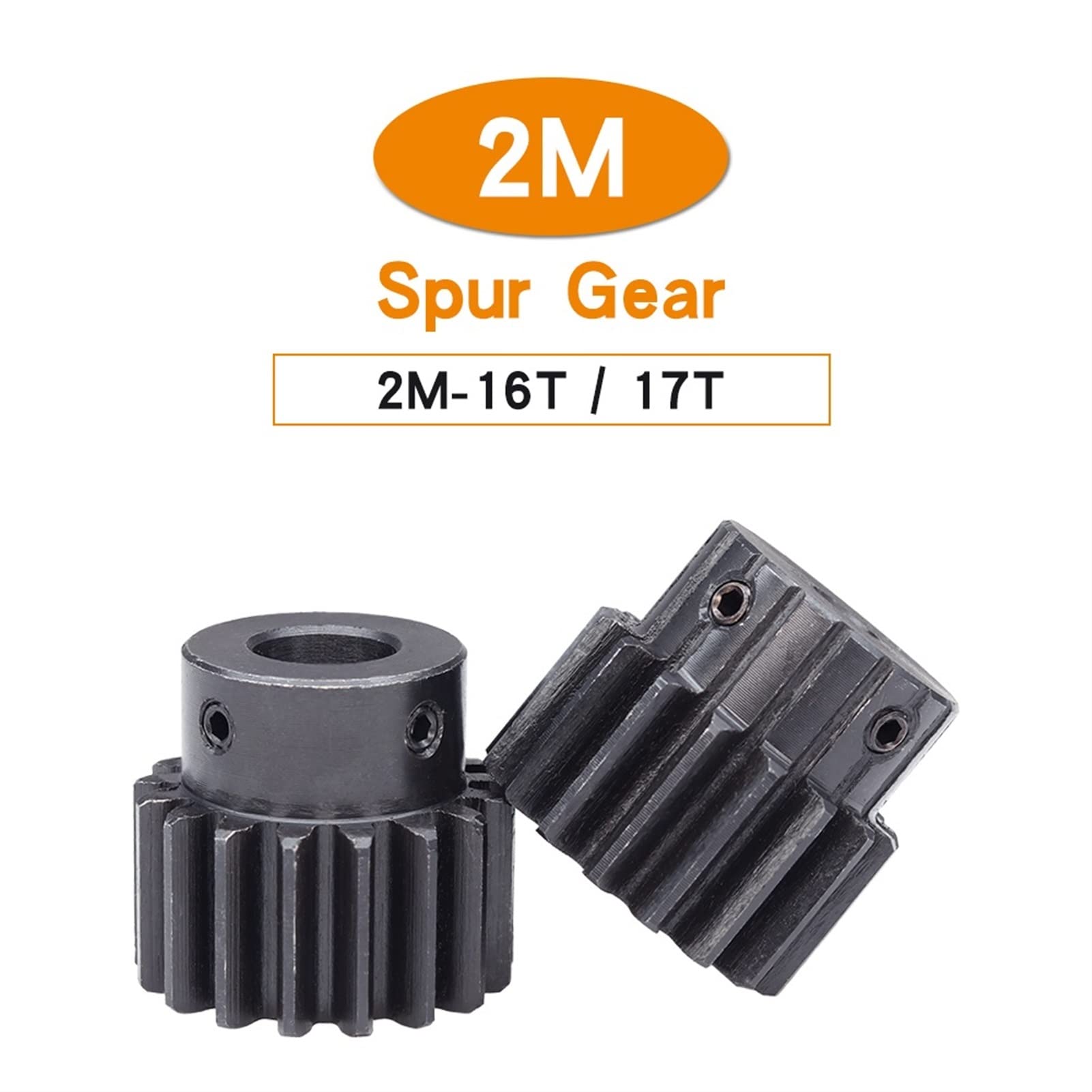 Zahnradsatz, Ritzel, 1 Stück, 2M, 16 Zähne, 17 Zähne, Stirnrad, 8 mm, 19 mm Bohrung, 2 Module, 16 Zähne, 17 Zähne, Ritzel, Schwärzung, 45 Kohlenstoffstahl, Getriebezahnräder, Bohrung, Welle(2M 16T Bor