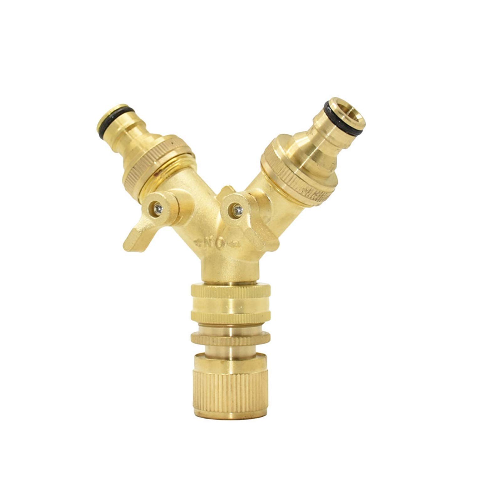 Accesorios para tuberías de riego, Manguera de jardín riego por Goteo latón Y colector 3/4 Pulgadas roscado 5/8 Cobre Conector rápido 2 vías
