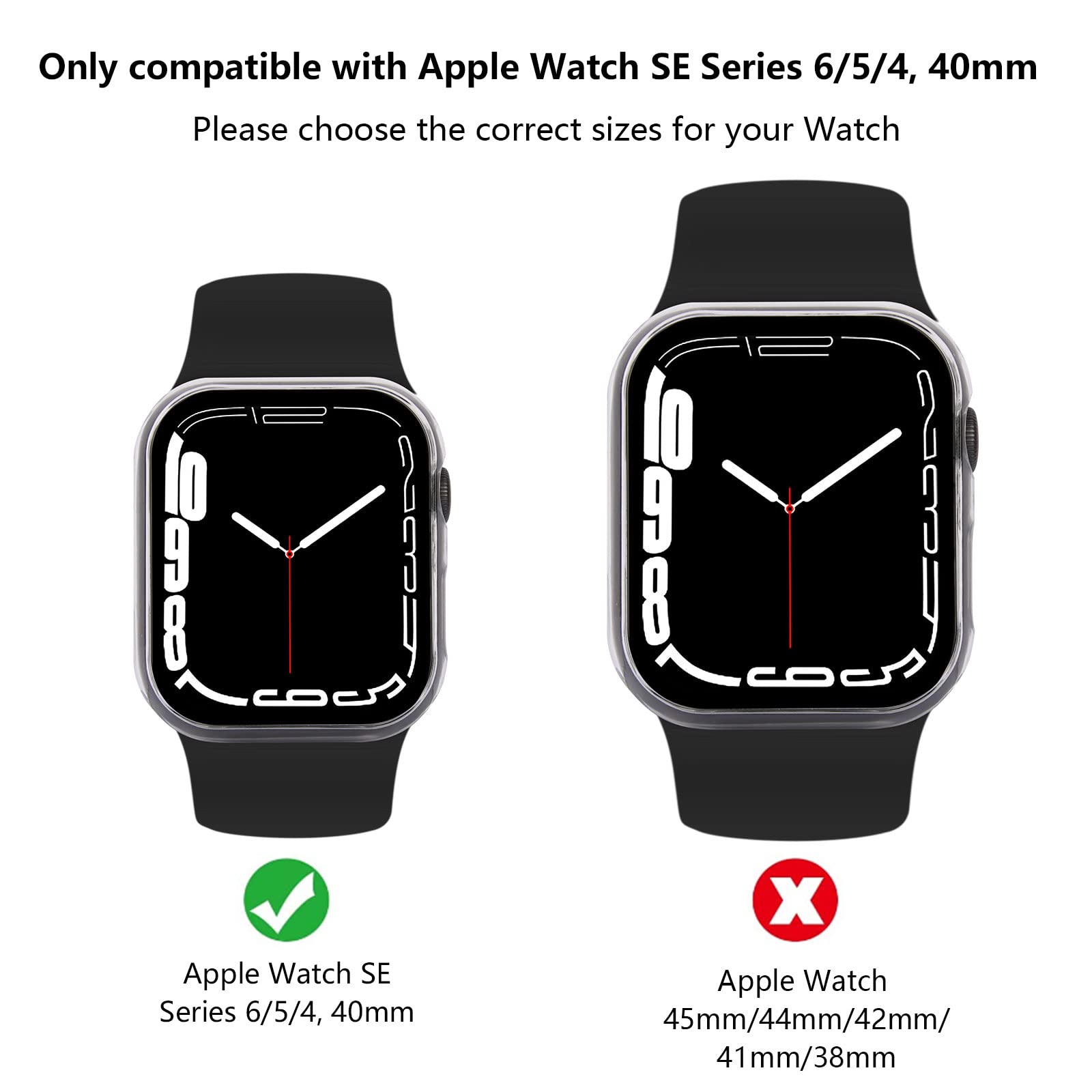 AOTUAO Cover Compatibile con Apple Watch SE Series 6 5 4 40mm con Vetro Temperato, iWatch Case Protettore Schermo e Pellicola Protettiva Custodia (Trasparente)