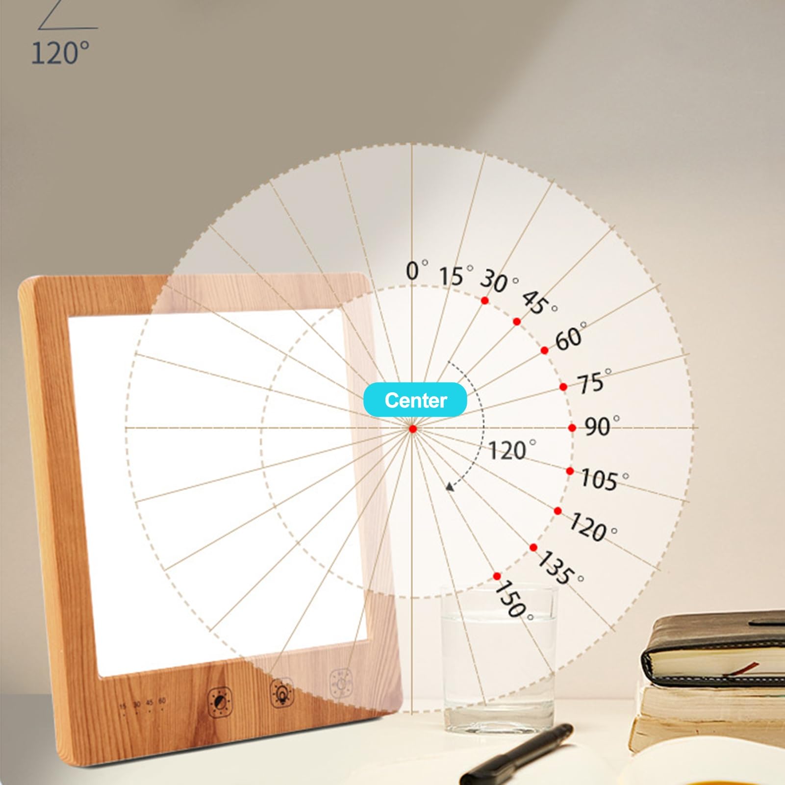 Lámpara triste, lámpara de terapia luz SAD 10000Lux con función memoria y 4 ajustes temporizador, solar natural, triste sin rayos UV, espectro completo para trastorno afectivo estacional, C
