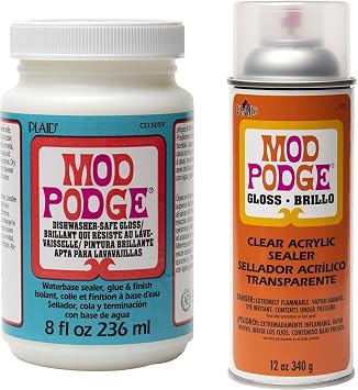 Mod Podge Dishwasher Safe Waterbased Sealer, Glue and Finish 8 oz and Mod Podge Spray Acrylic Sealer 12 oz