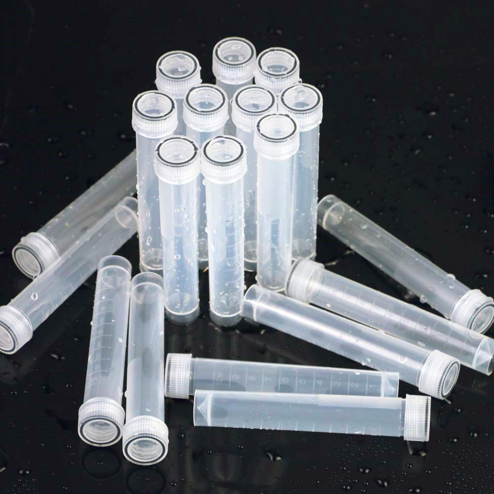 40 Provette Graduate In Plastica Da 10ml - Con Tappo Blu E Scala, Per Laboratorio E Esperimenti