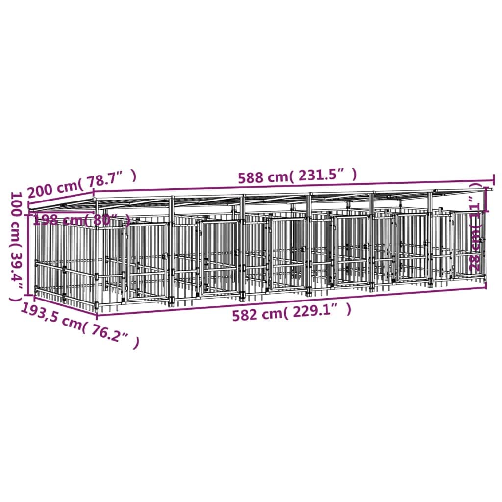 Perrera para perros de acero con recubrimiento en polvo con techo de 11,26 m², plegable y portátil, parque seguro con valla para cachorros y perros, ideal para jardín, patio e interior