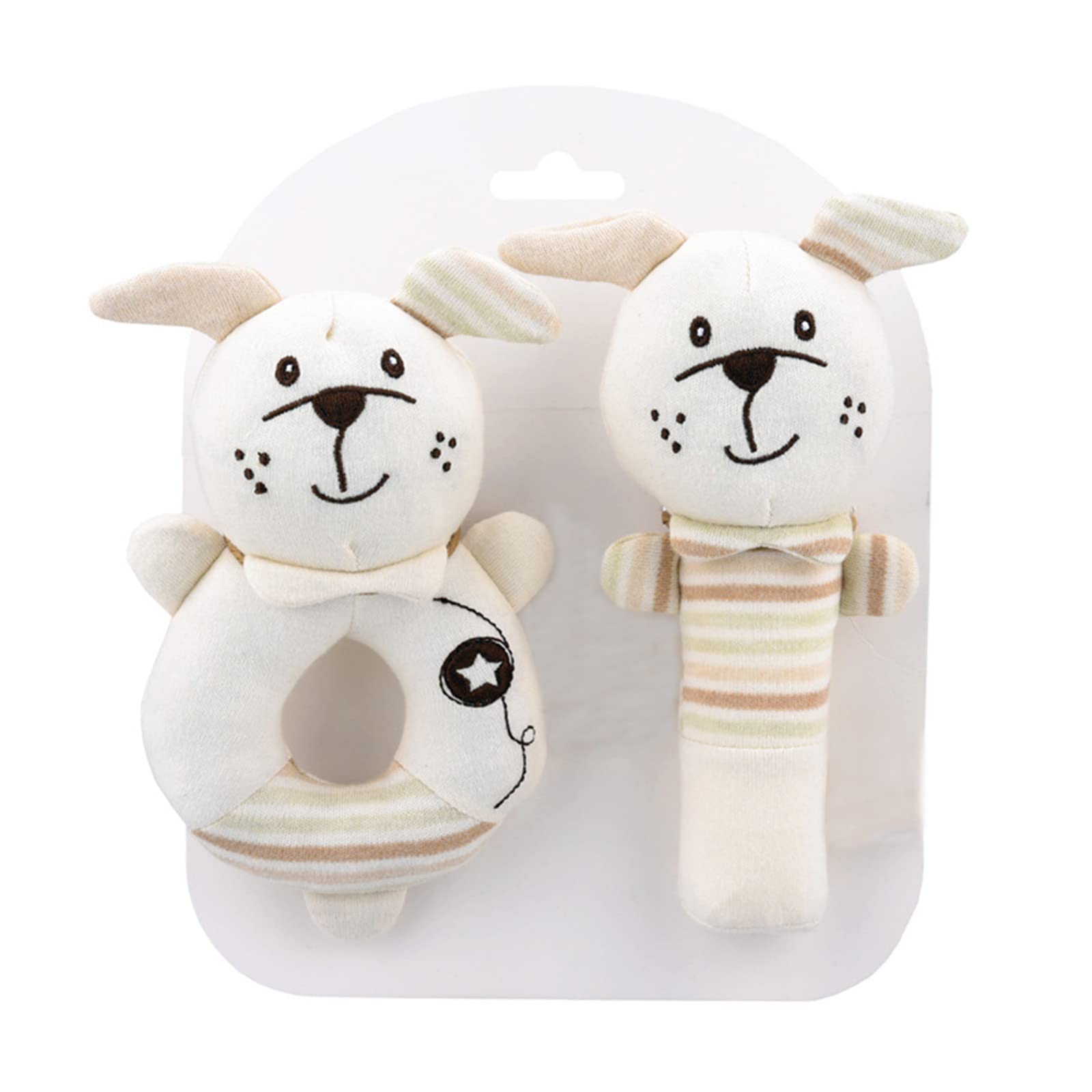 Anguxer Rattle Bell Stick, Plush & Corduroy Toy with Baby Rattle, Soothes Emotions, Promotes Sensory Development, Ages 3+ Months