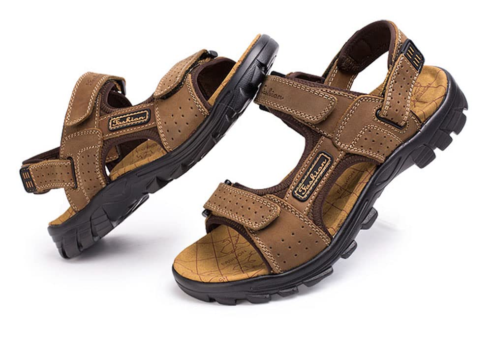 BININBOX Sandale Homme Sandale Cuir de Vachette Bout Ouvert