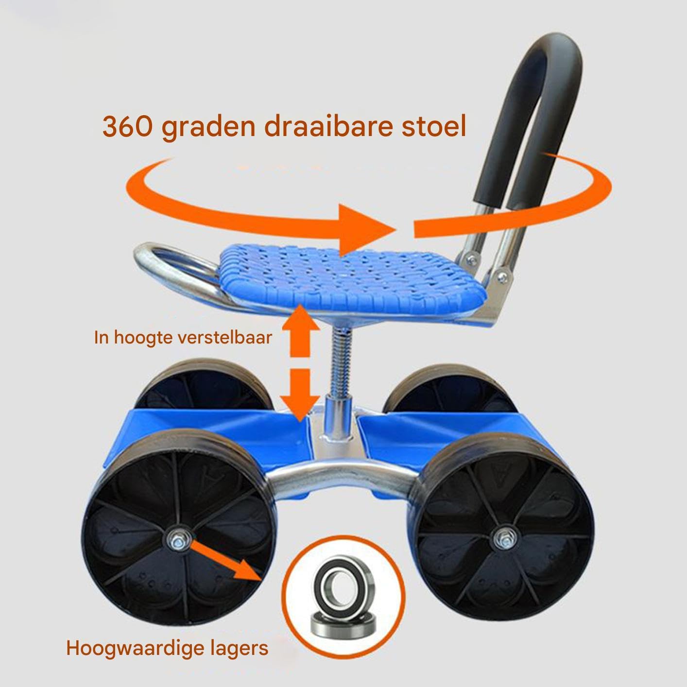de jardín con asiento Silla giratoria 360 grados con ruedas | Taburete rodante para jardinería para exteriores jardín patio césped granja plantar desherbar personas mayores hombres