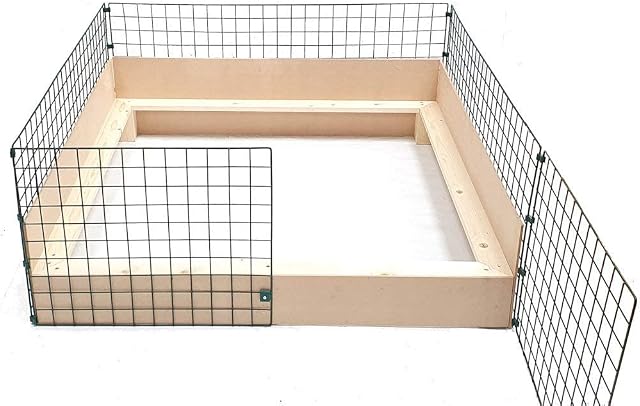 Flexipanel Large Whelping Pen Box 1.2m x 1.2m (4ft x 4ft) Complete With Wooden Whelping Box Insert - Easy to Extend - Make into Pen, Cage, Fence etc