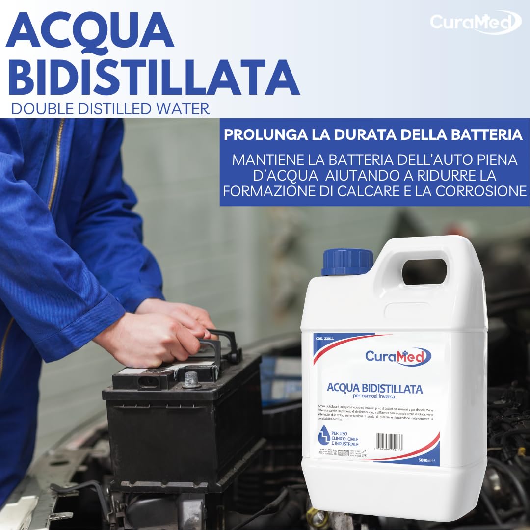 Cura Farma Acqua Bidistillata – Tappo A Vite con Sigillo di Sicurezza – 5lt – Originale