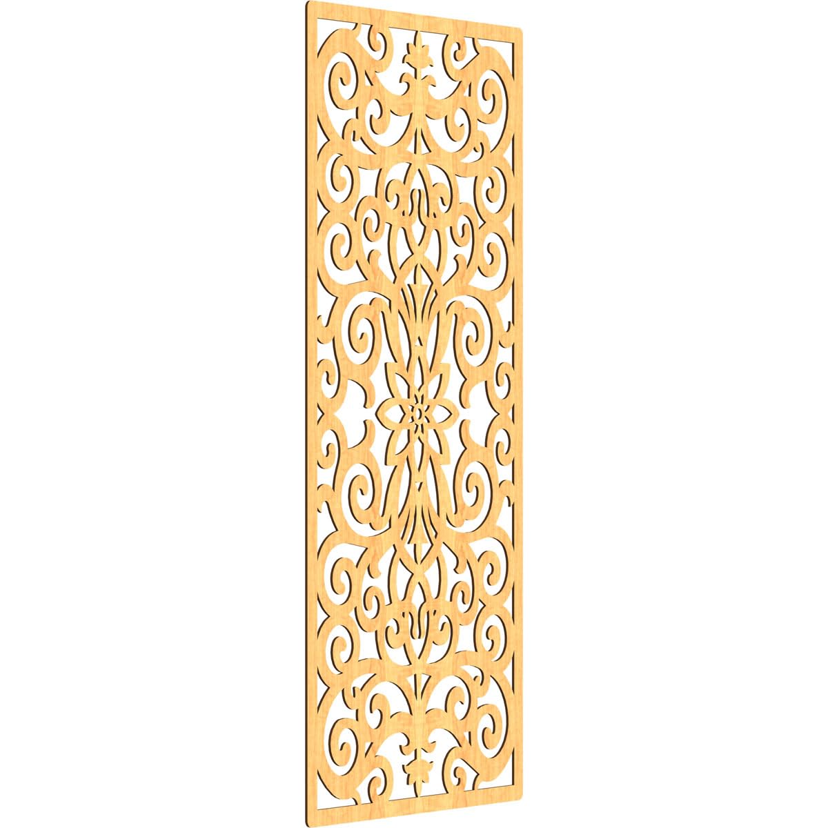 37 3/8"W x 94 3/8"H x 3/8"T Buel Decorative Fretwork Wood Wall Panels, Cherry